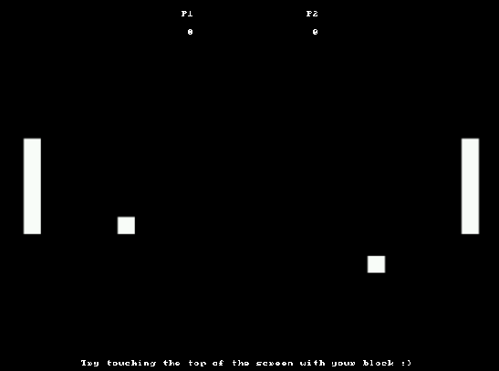 Screenshot of ARMv7 assembly Pong game